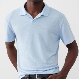 Banana Republic Men's Linen-Blens Johnny Collar Polo Shirt Size Large NEW